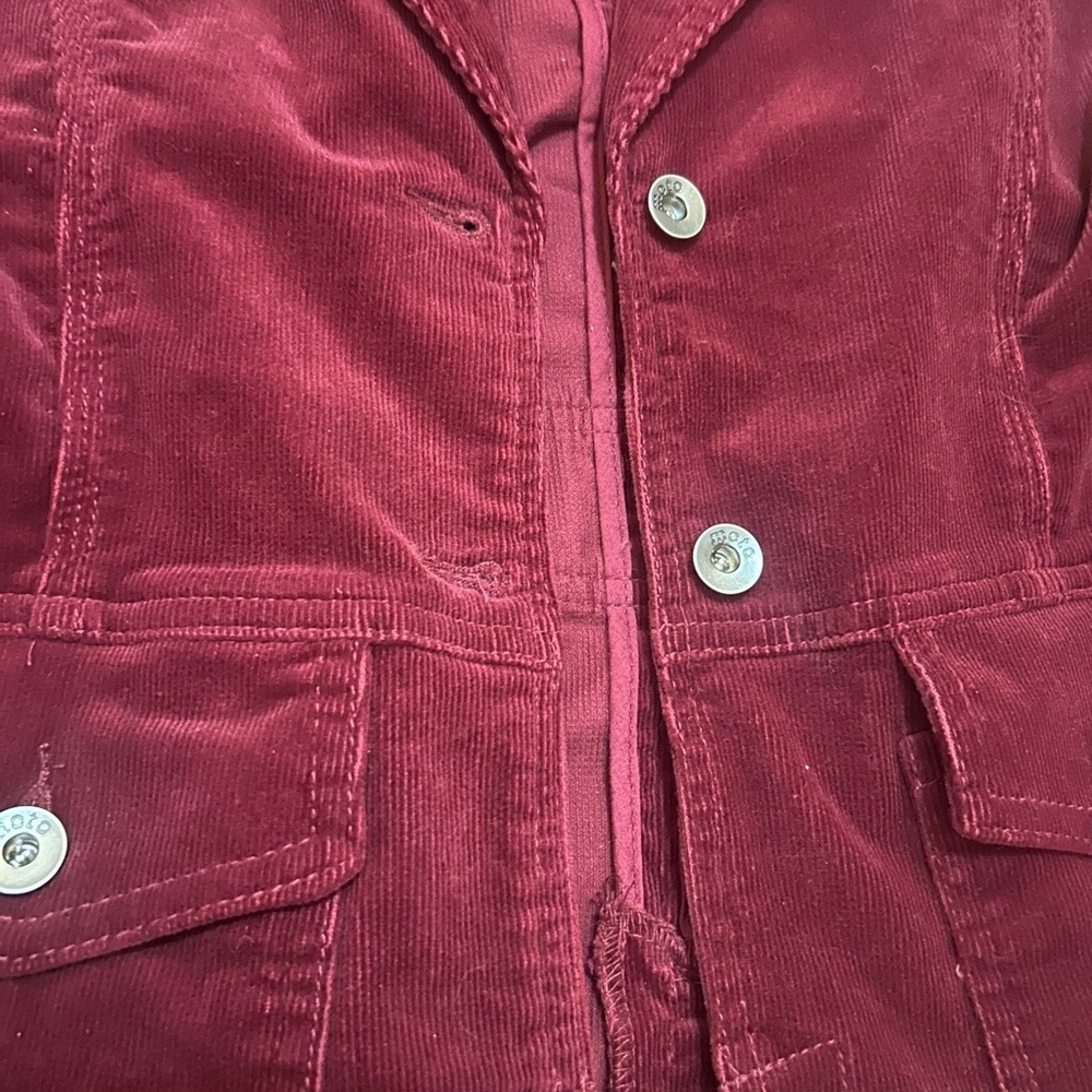 90’s Moto Burgundy Corduroy Velvet Blazer Jacket Cotton Spring Coat - Picture 3 of 5
